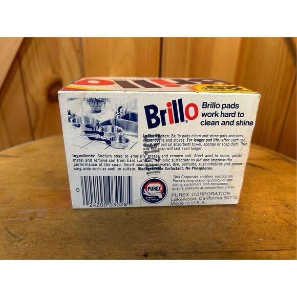 Vintage Box of 4 Brillo Steel Wool Soap Pads Dial Corporation (8552) - Picture 3 of 7